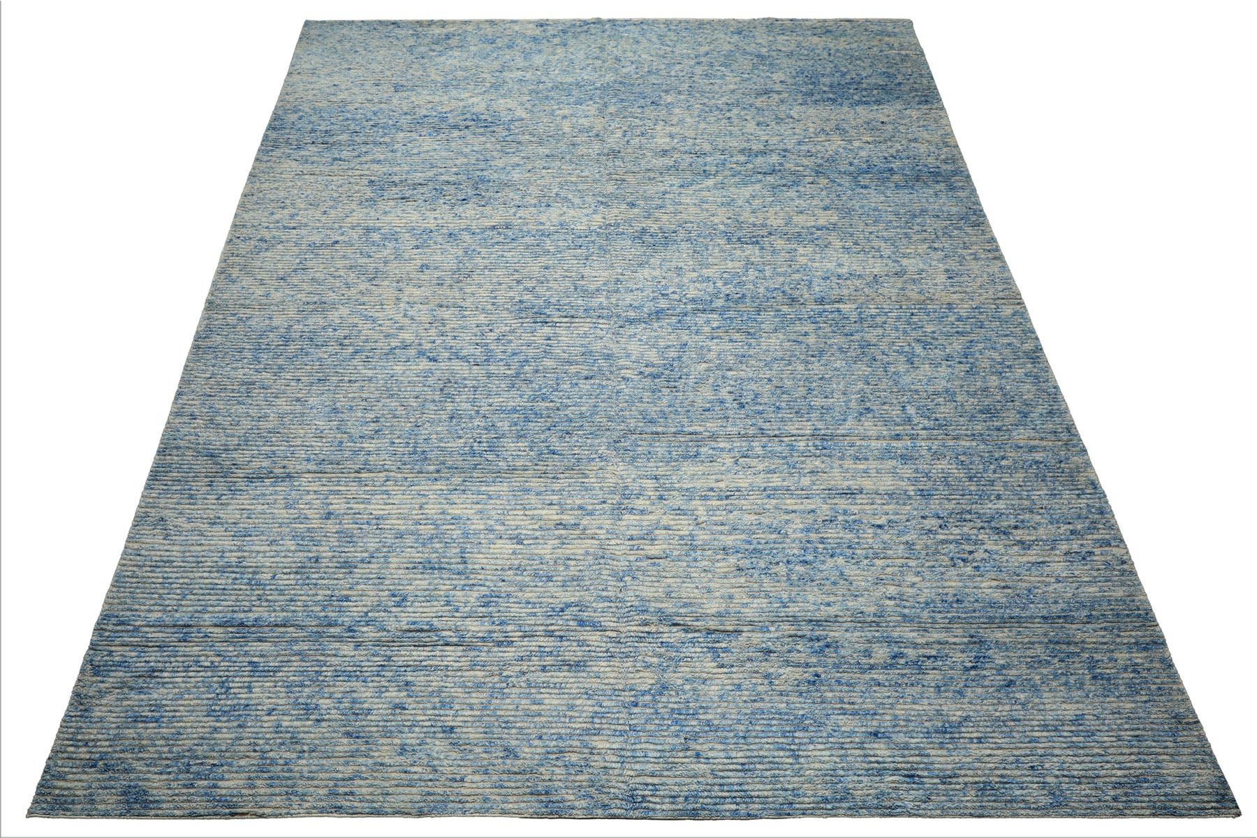 10x14 Blue, Ivory, Color Hand Knotted Moroccan Wool Modern & Contemporary Oriental Rug