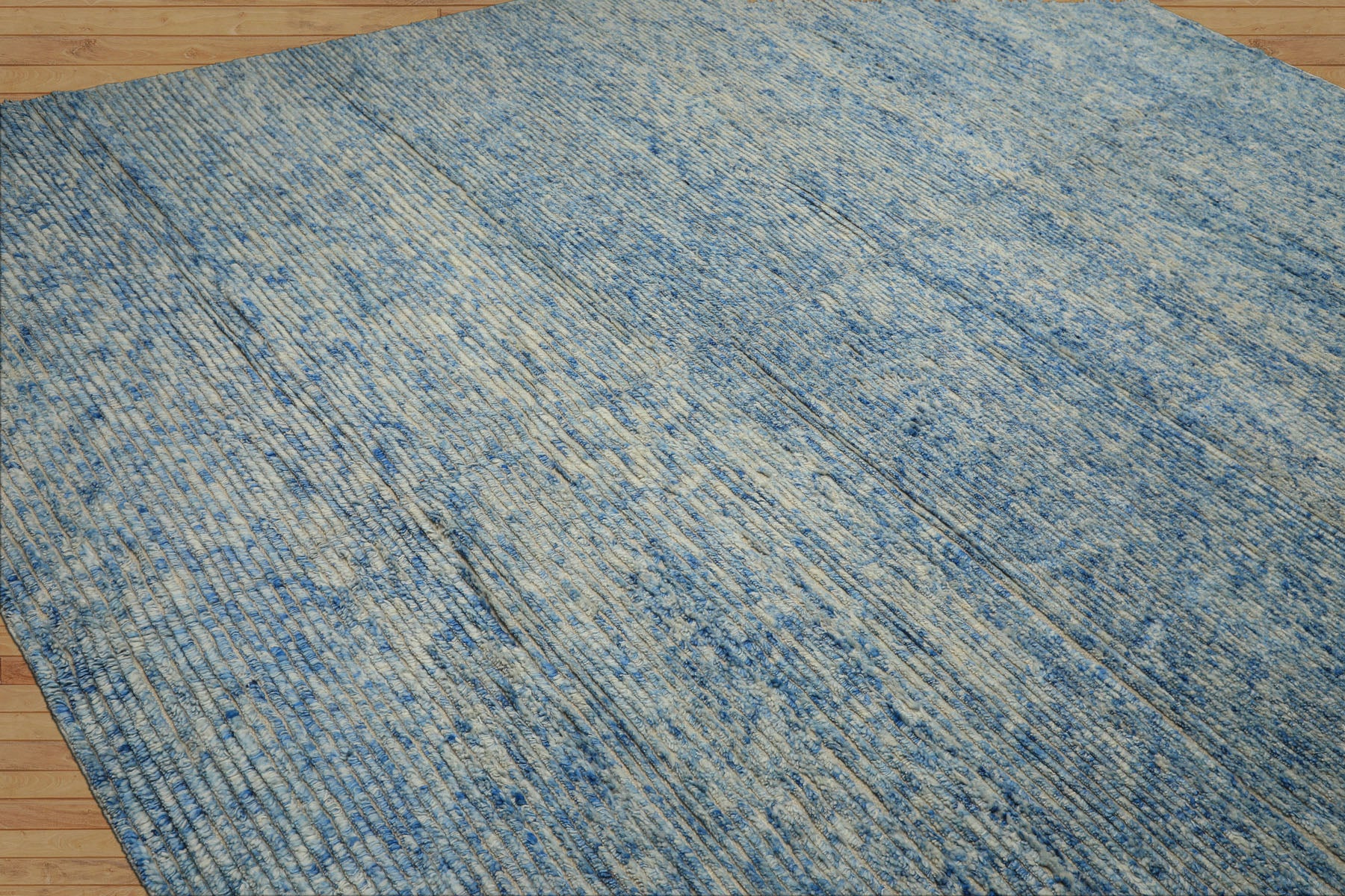 10x14 Blue, Ivory, Color Hand Knotted Moroccan Wool Modern & Contemporary Oriental Rug