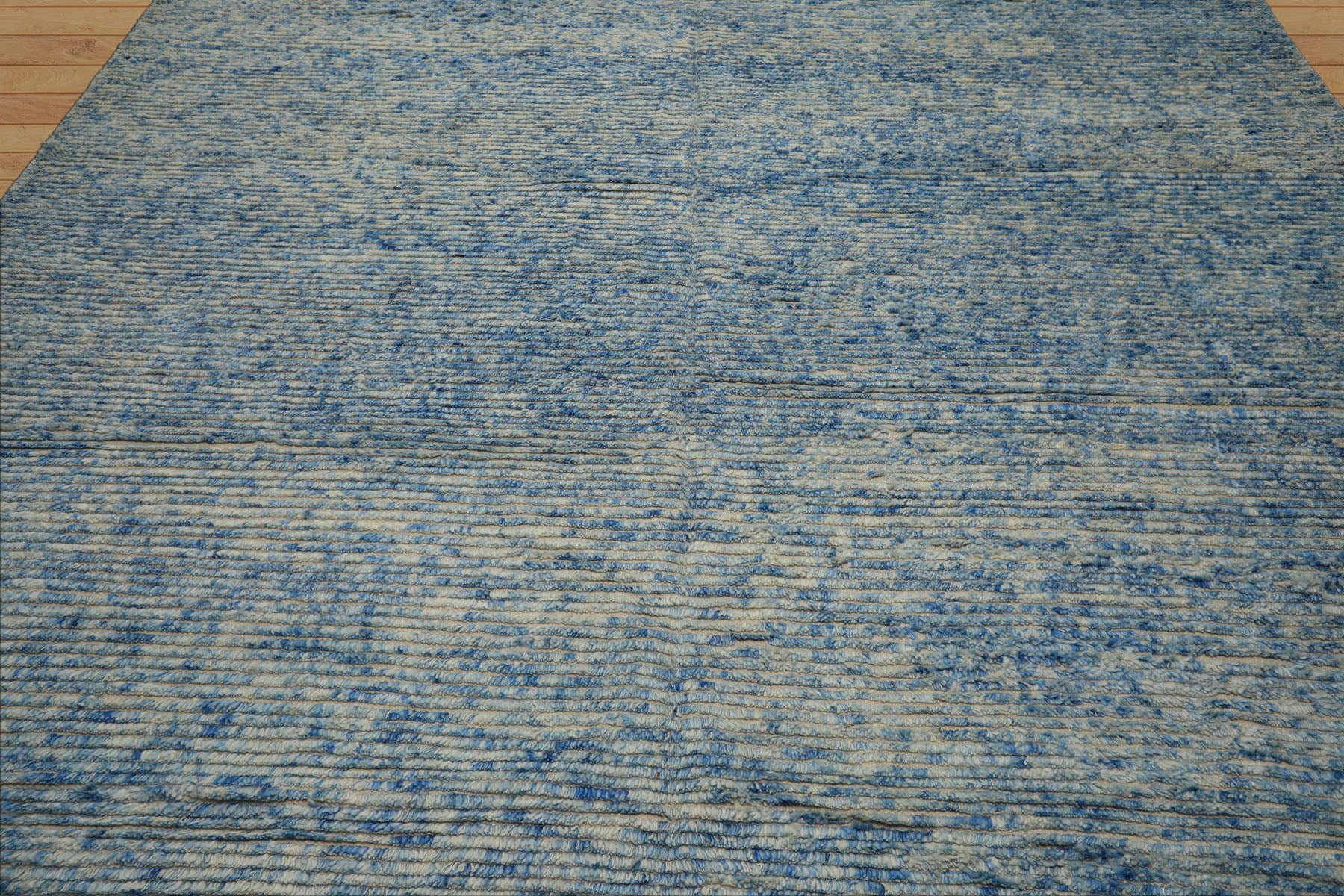 10x14 Blue, Ivory, Color Hand Knotted Moroccan Wool Modern & Contemporary Oriental Rug