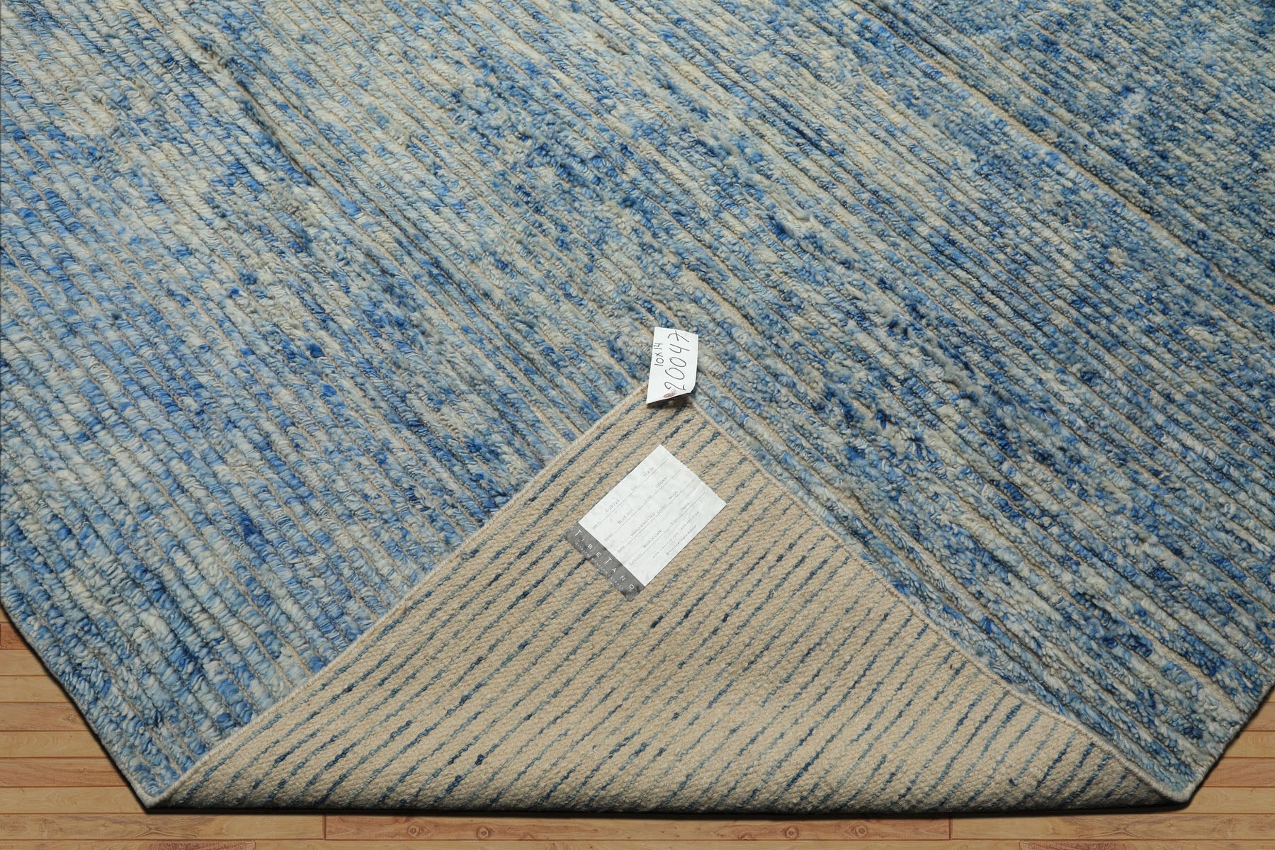 10x14 Blue, Ivory, Color Hand Knotted Moroccan Wool Modern & Contemporary Oriental Rug