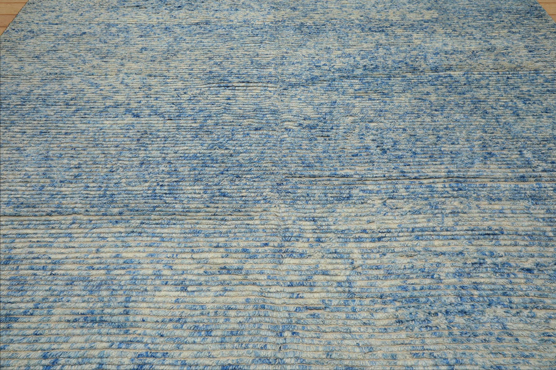 10x14 Blue, Ivory, Color Hand Knotted Moroccan Wool Modern & Contemporary Oriental Rug
