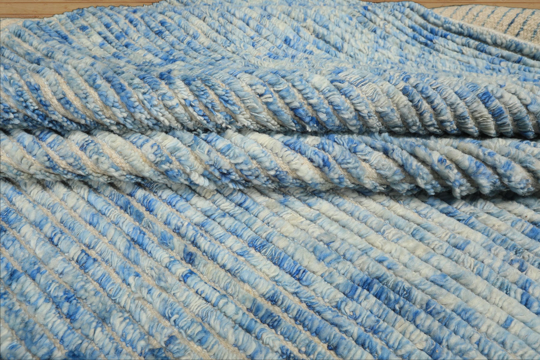 10x14 Blue, Ivory, Color Hand Knotted Moroccan Wool Modern & Contemporary Oriental Rug