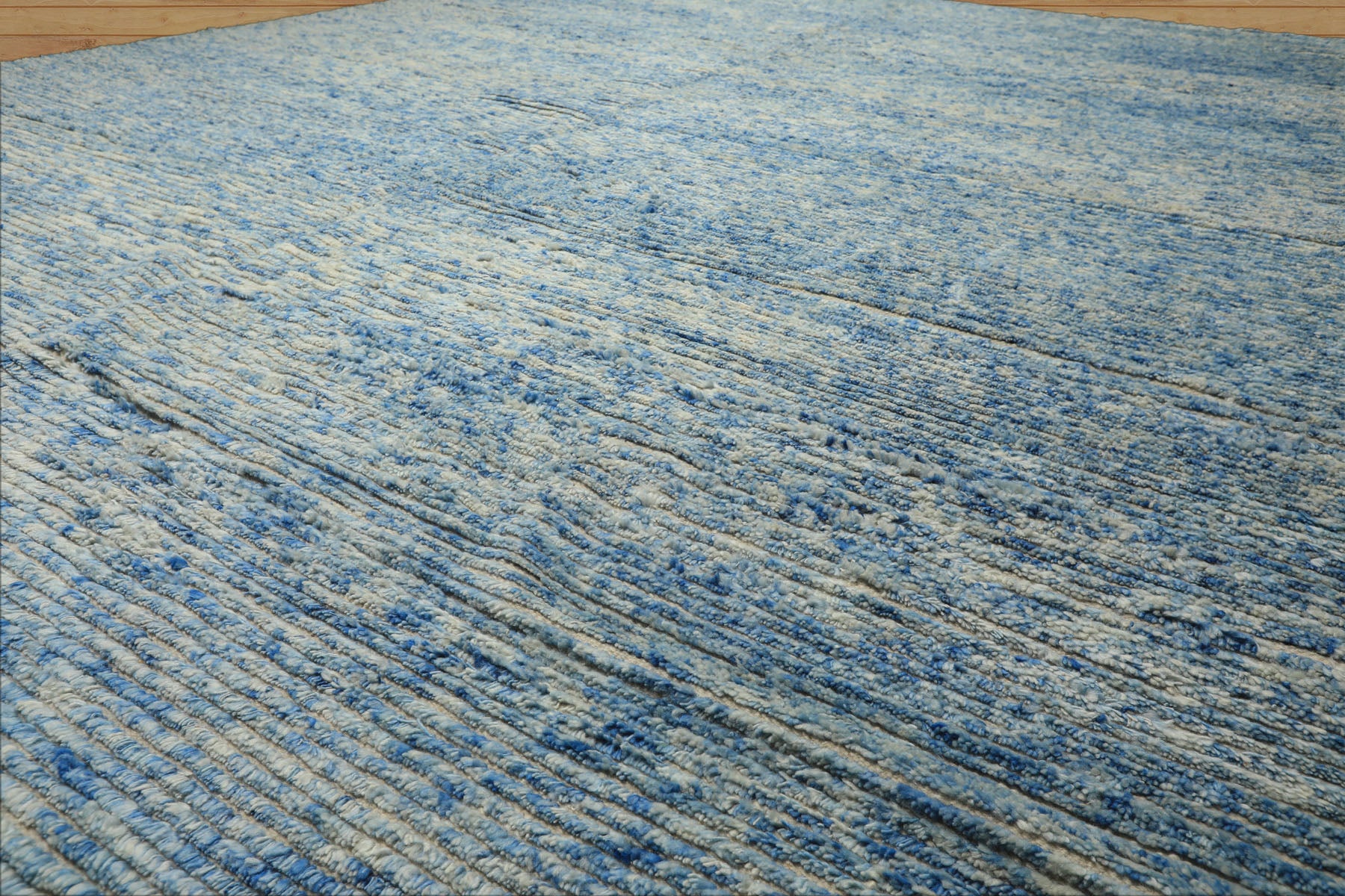 10x14 Blue, Ivory, Color Hand Knotted Moroccan Wool Modern & Contemporary Oriental Rug