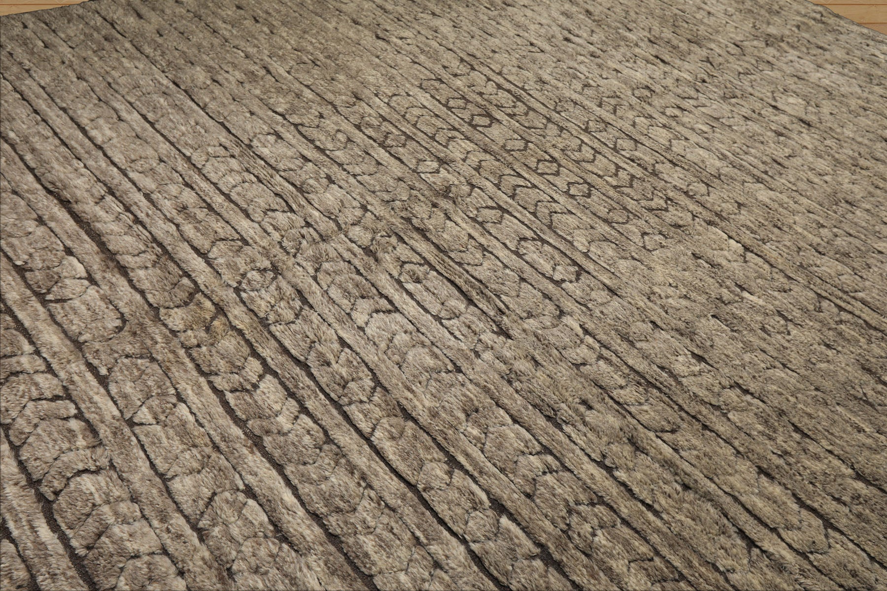 10x14 Ivory, Mocha, Color Hand Knotted Moroccan Wool Modern & Contemporary Oriental Rug