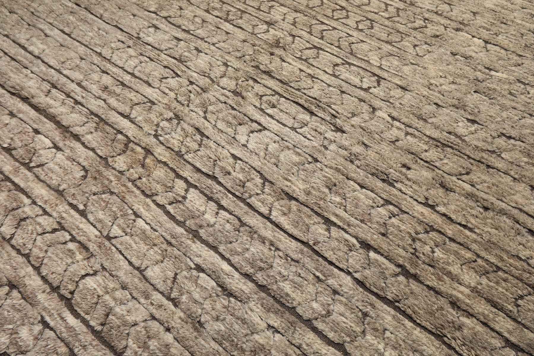 10x14 Ivory, Mocha, Color Hand Knotted Moroccan Wool Modern & Contemporary Oriental Rug