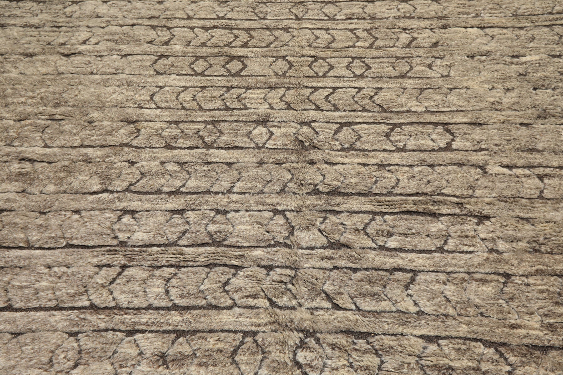 10x14 Ivory, Mocha, Color Hand Knotted Moroccan Wool Modern & Contemporary Oriental Rug