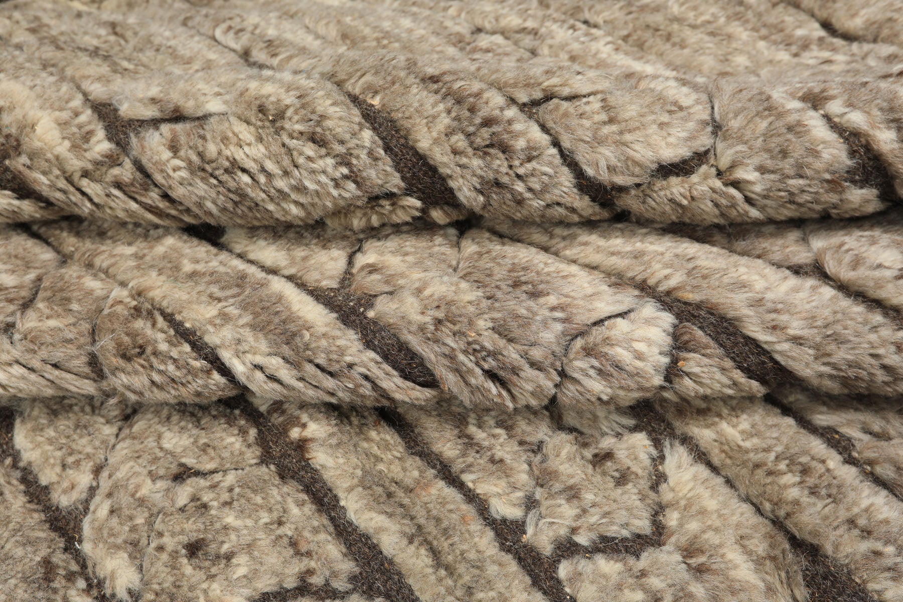 10x14 Ivory, Mocha, Color Hand Knotted Moroccan Wool Modern & Contemporary Oriental Rug