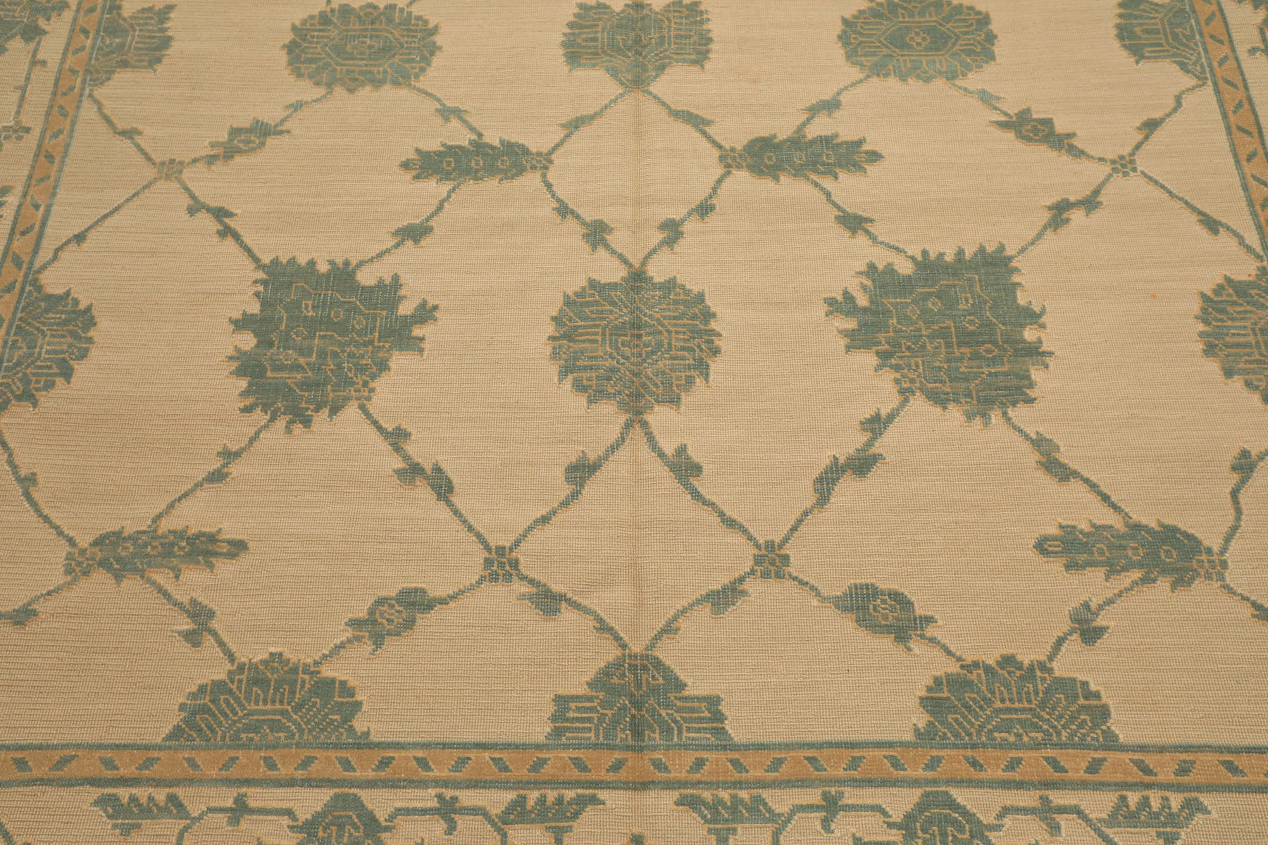 8x10 Ivory, Aqua, Light Gold Color Hand Knotted Nourison Nourmak Soumak Wool & Silk Transitional Oriental Rug