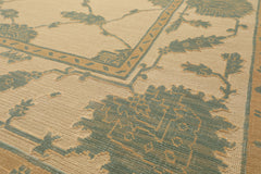 8x10 Ivory, Aqua, Light Gold Color Hand Knotted Nourison Nourmak Soumak Wool & Silk Transitional Oriental Rug