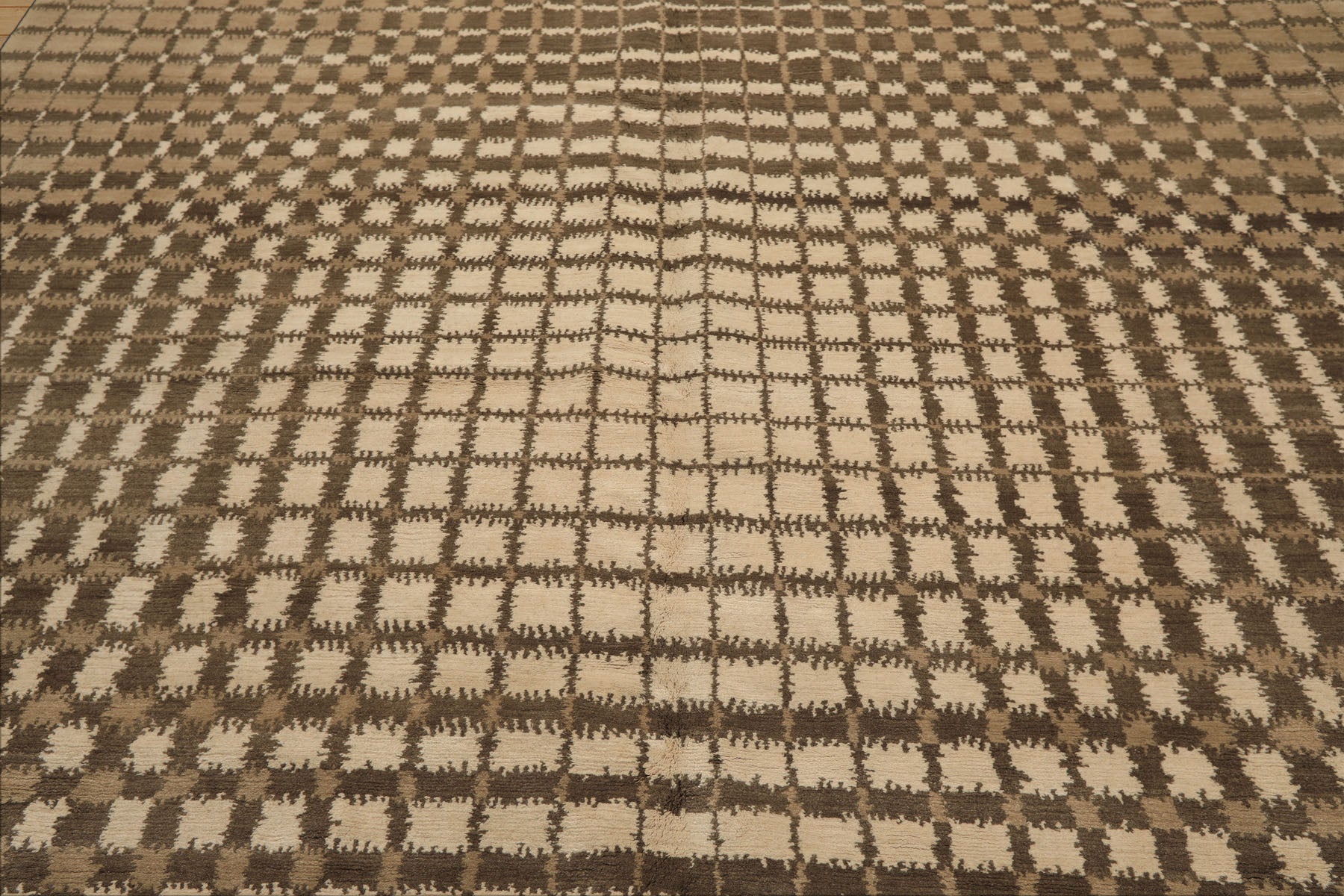 7x8 Ivory, Moss, Brown Color Hand Knotted Tibetan Wool Modern & Contemporary Oriental Rug