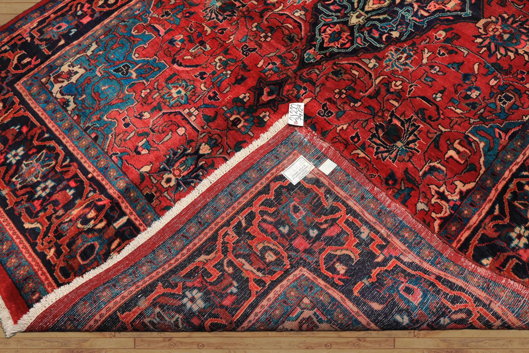 7x12 Wine, Navy, Turquoise Color Hand Knotted Tabriz Wool Traditional Oriental Rug