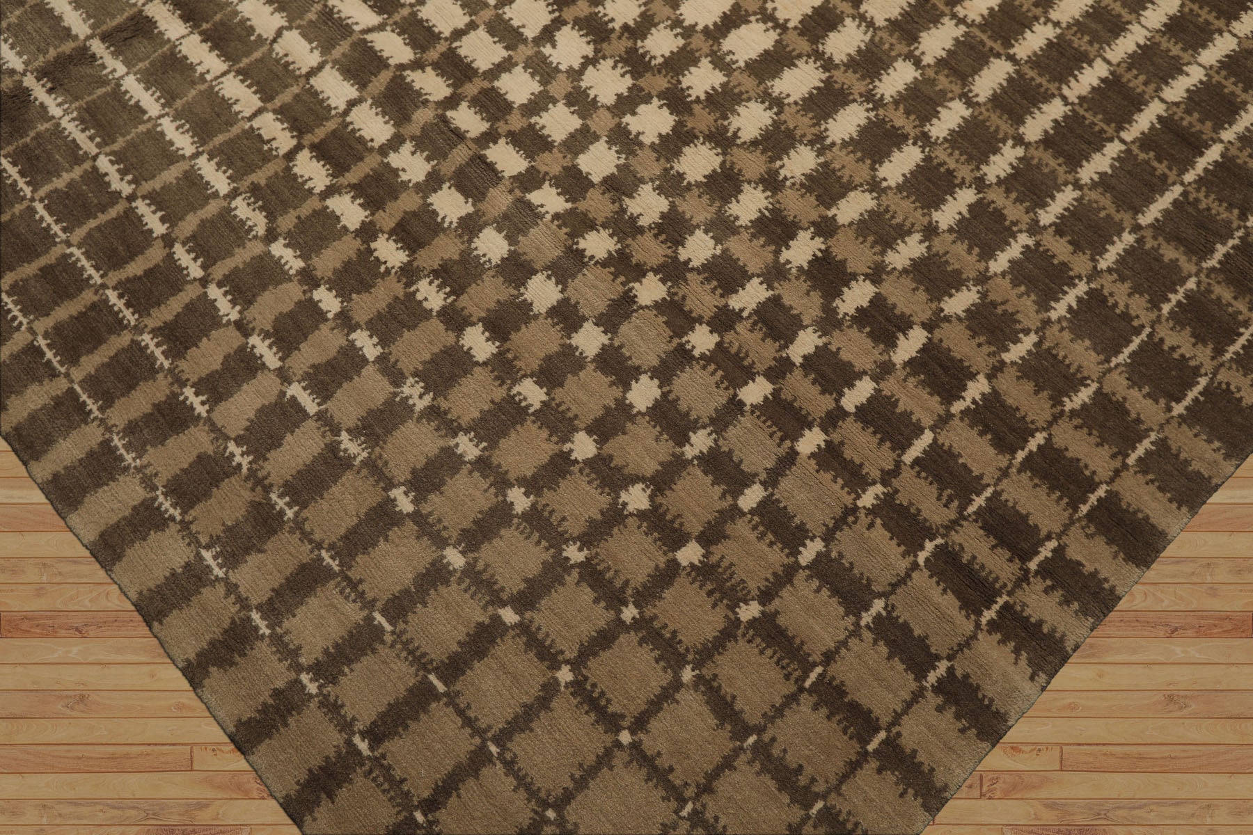 7x8 Ivory, Moss, Brown Color Hand Knotted Tibetan Wool Modern & Contemporary Oriental Rug