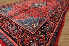 7x12 Wine, Navy, Turquoise Color Hand Knotted Tabriz Wool Traditional Oriental Rug