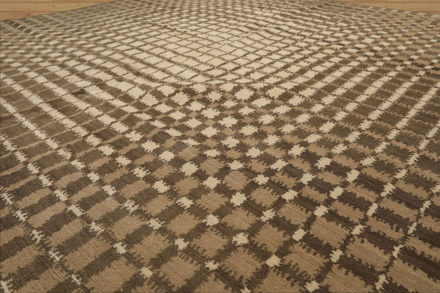 7x8 Ivory, Moss, Brown Color Hand Knotted Tibetan Wool Modern & Contemporary Oriental Rug