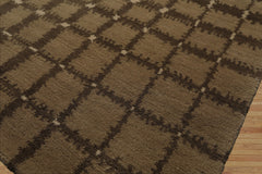 7x8 Ivory, Moss, Brown Color Hand Knotted Tibetan Wool Modern & Contemporary Oriental Rug