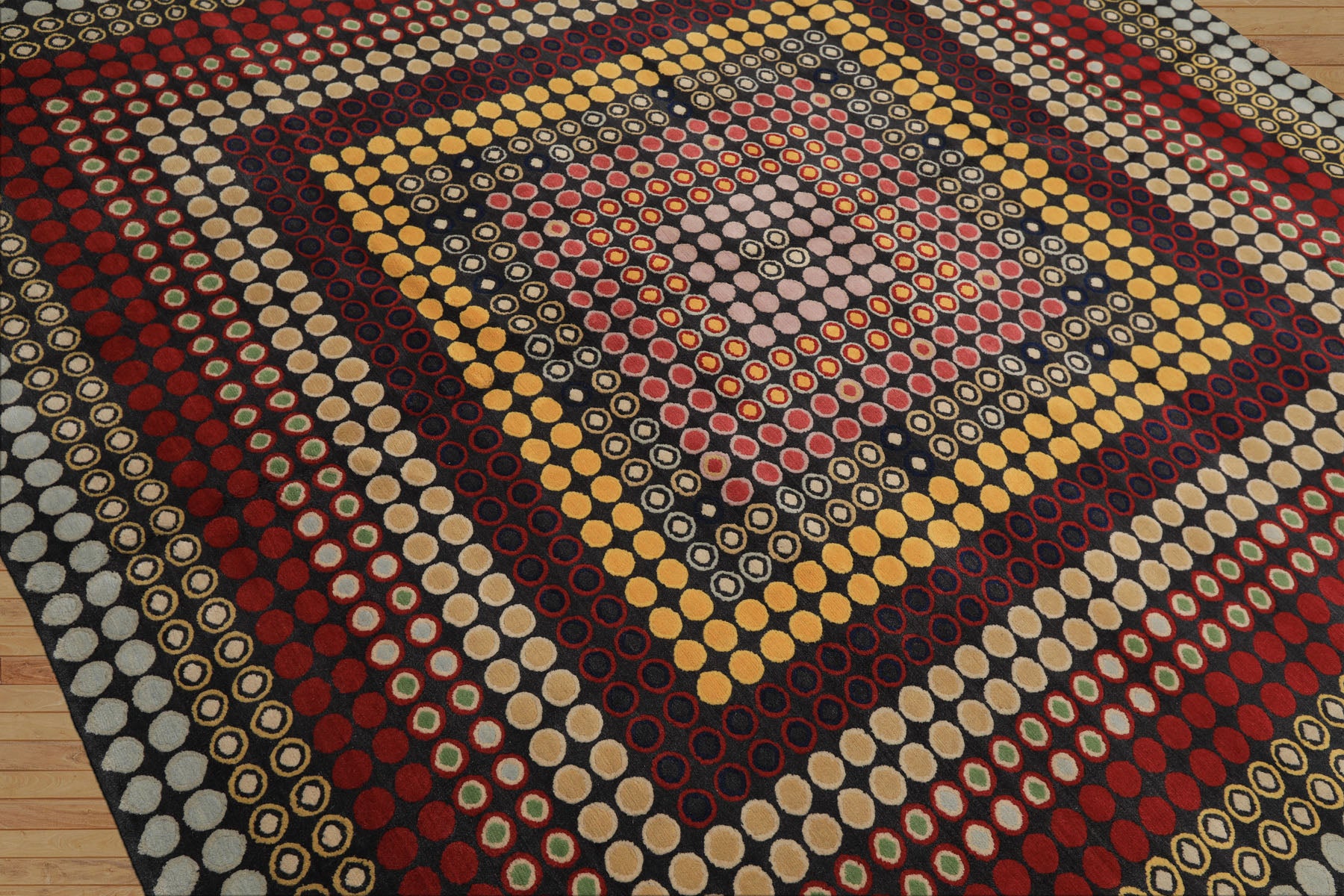 7x8 Dark Gray, Gold, Red Color Hand Knotted Tibetan Wool Modern & Contemporary Oriental Rug