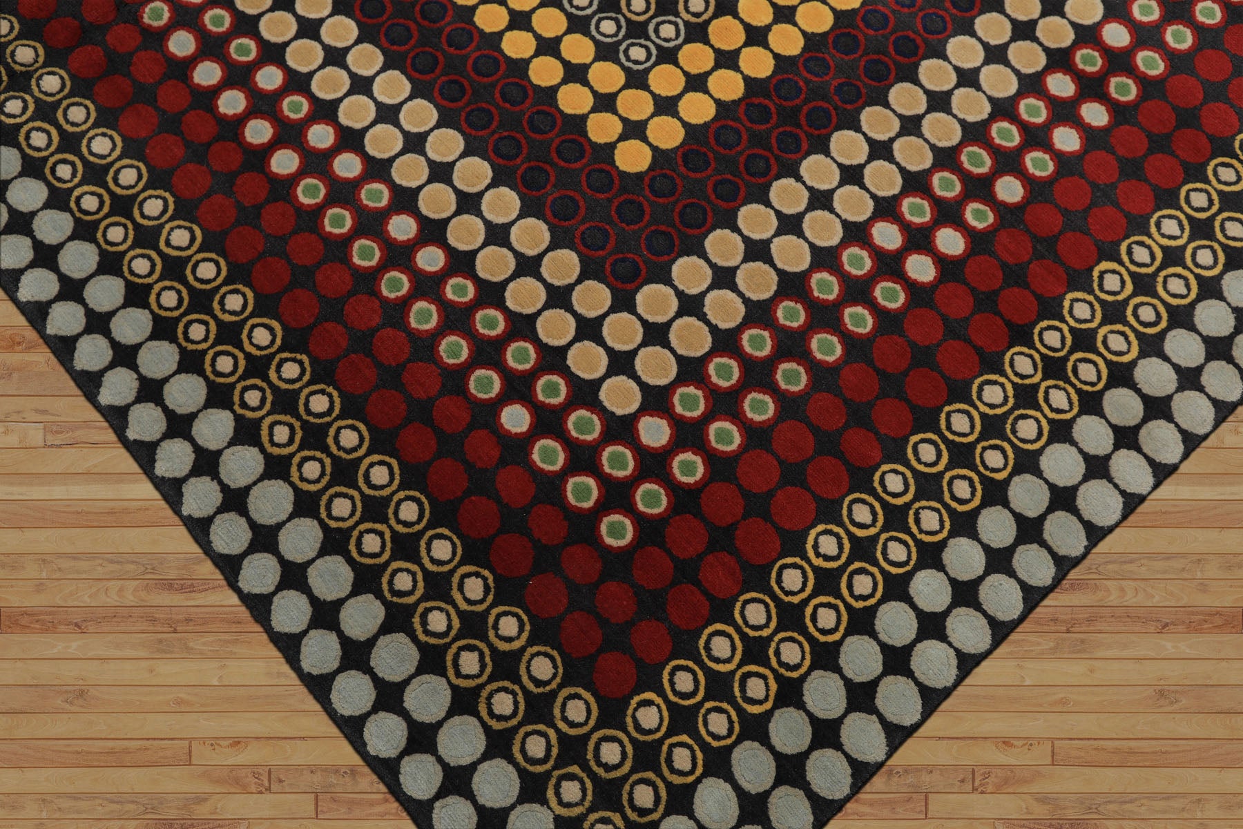 7x8 Dark Gray, Gold, Red Color Hand Knotted Tibetan Wool Modern & Contemporary Oriental Rug