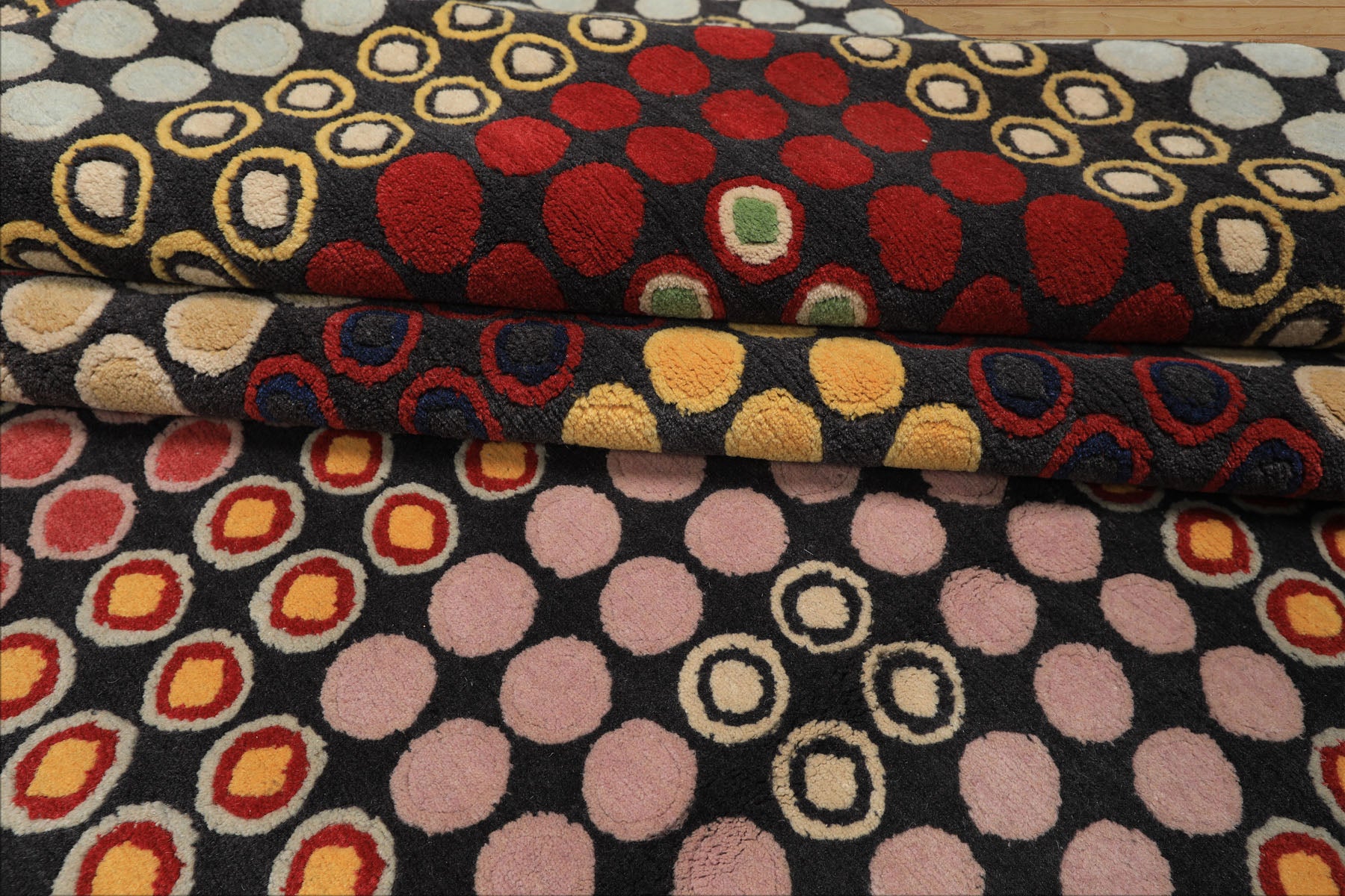 7x8 Dark Gray, Gold, Red Color Hand Knotted Tibetan Wool Modern & Contemporary Oriental Rug