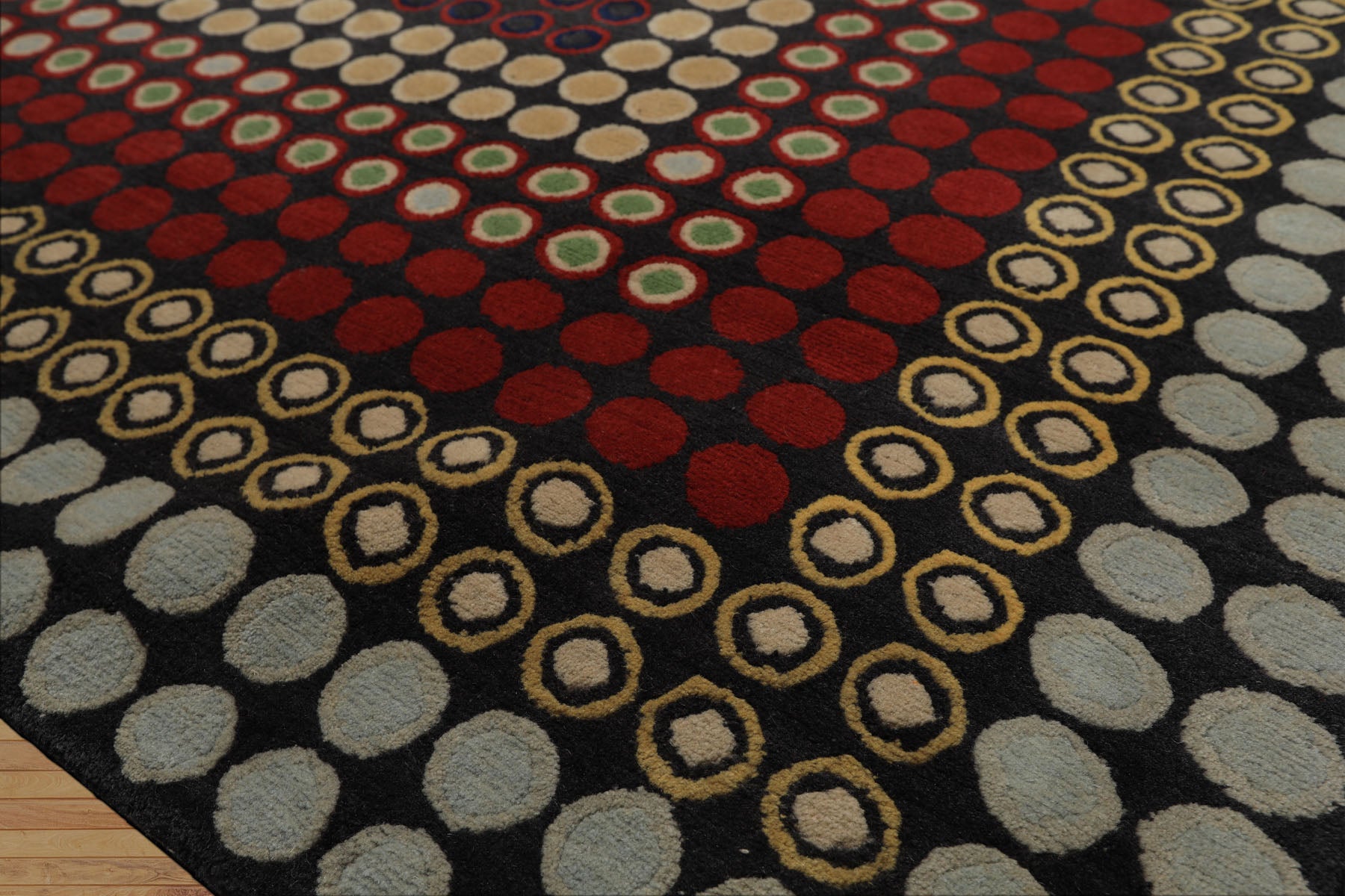 7x8 Dark Gray, Gold, Red Color Hand Knotted Tibetan Wool Modern & Contemporary Oriental Rug