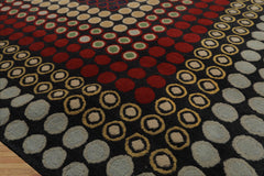7x8 Dark Gray, Gold, Red Color Hand Knotted Tibetan Wool Modern & Contemporary Oriental Rug