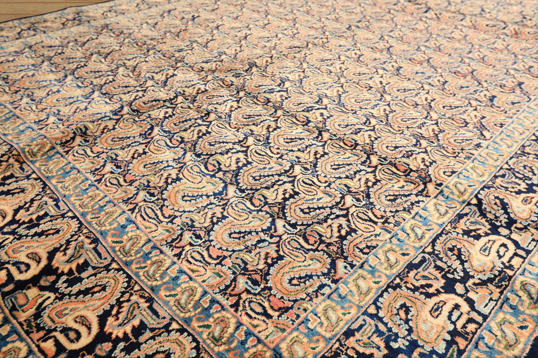 6x9 Navy, Ivory, Blue Color Hand Knotted Khorassan Wool Traditional Oriental Rug