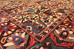 7x10 Ivory, Chocolate, Navy Color Hand Knotted Char Mahal Bhaktiari Wool Traditional Oriental Rug