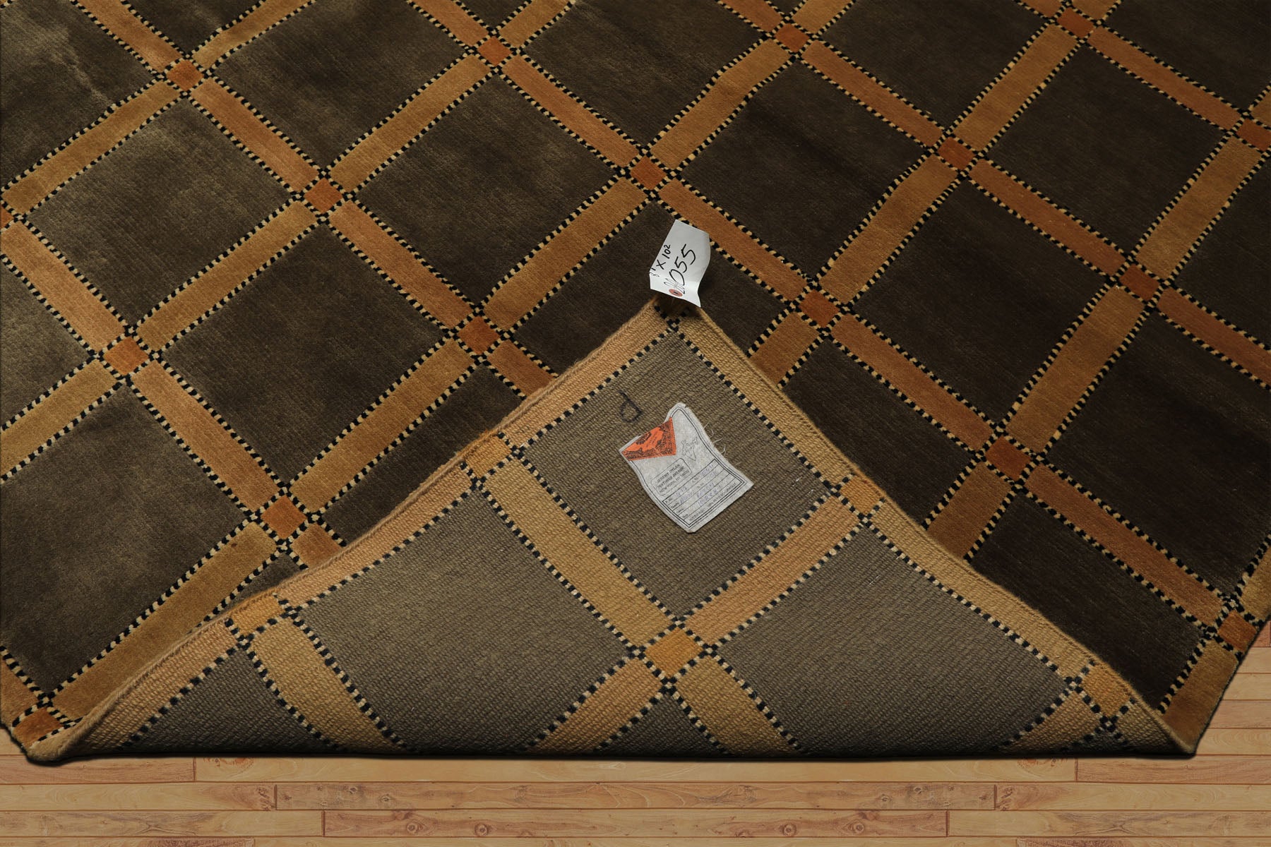 8x10 Mossy Green, Caramel, Tan Color Hand Knotted Tibetan Wool Transitional Oriental Rug