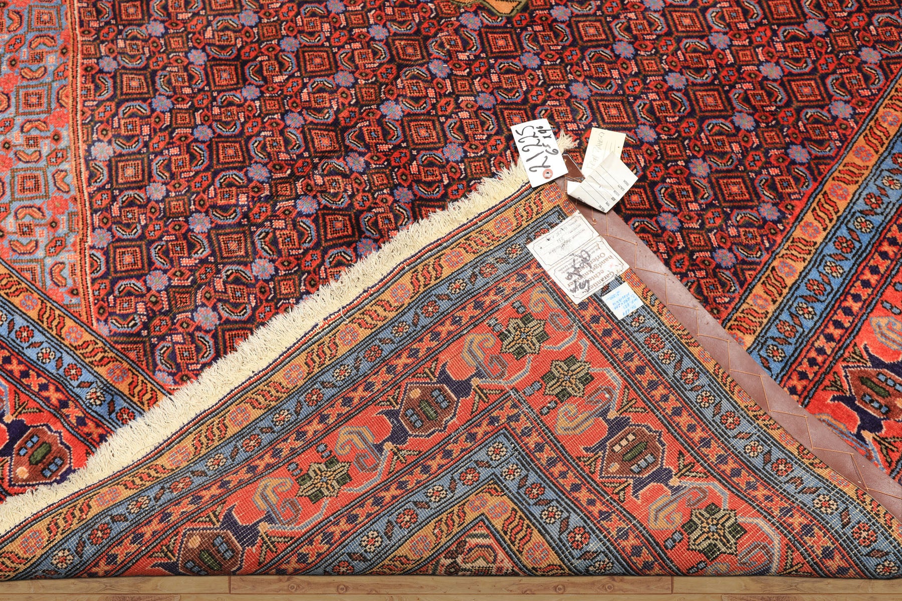 6x9 Navy, Orange, Blue Color Hand Knotted Meshkin? Wool Traditional Oriental Rug