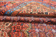 6x9 Navy, Orange, Blue Color Hand Knotted Meshkin? Wool Traditional Oriental Rug