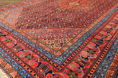 6x9 Navy, Orange, Blue Color Hand Knotted Meshkin? Wool Traditional Oriental Rug