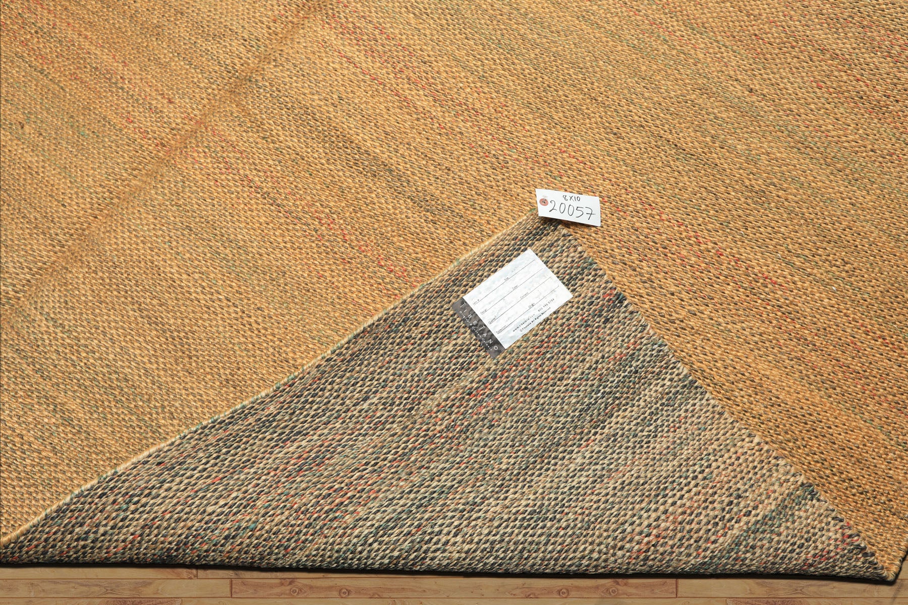 8x10 Gold, Rust, Aqua Color Hand Woven Tibetan Seagrass Modern & Contemporary Oriental Rug