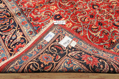 7x10 Red, Midnight Blue, Orange Color Hand Knotted Kashmar Wool Traditional Oriental Rug