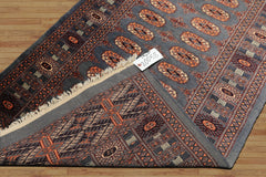 Runner Slate, Taupe, Ivory Color Hand Knotted Bokhara Wool Traditional Oriental Rug