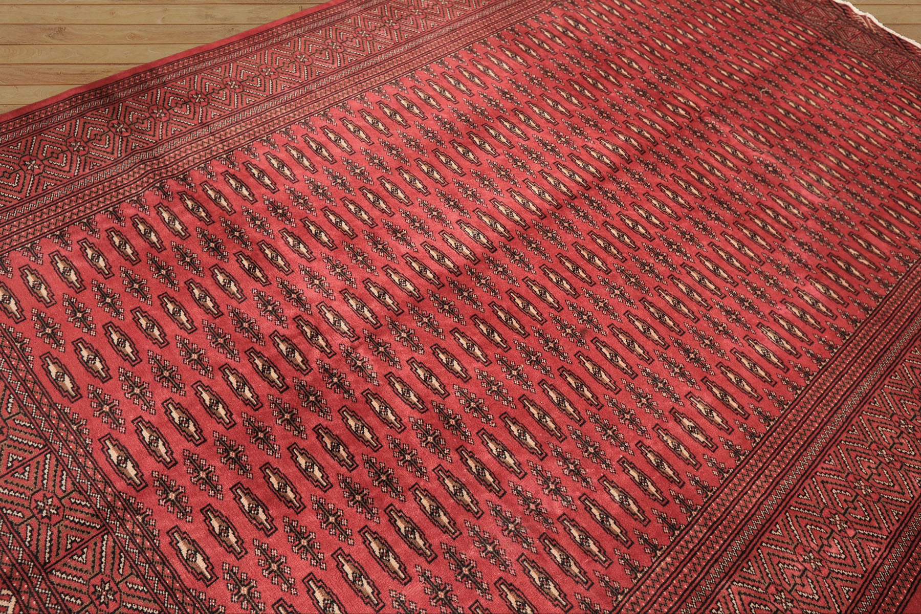 6x9 Rose, Ivory, Charcoal Color Hand Knotted Turkmen Wool Traditional Oriental Rug