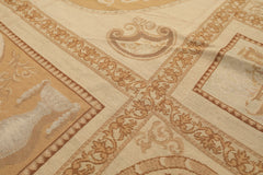 6x9 Beige, Tan, Brown Color Hand Woven Needlepoint Wool Traditional Oriental Rug