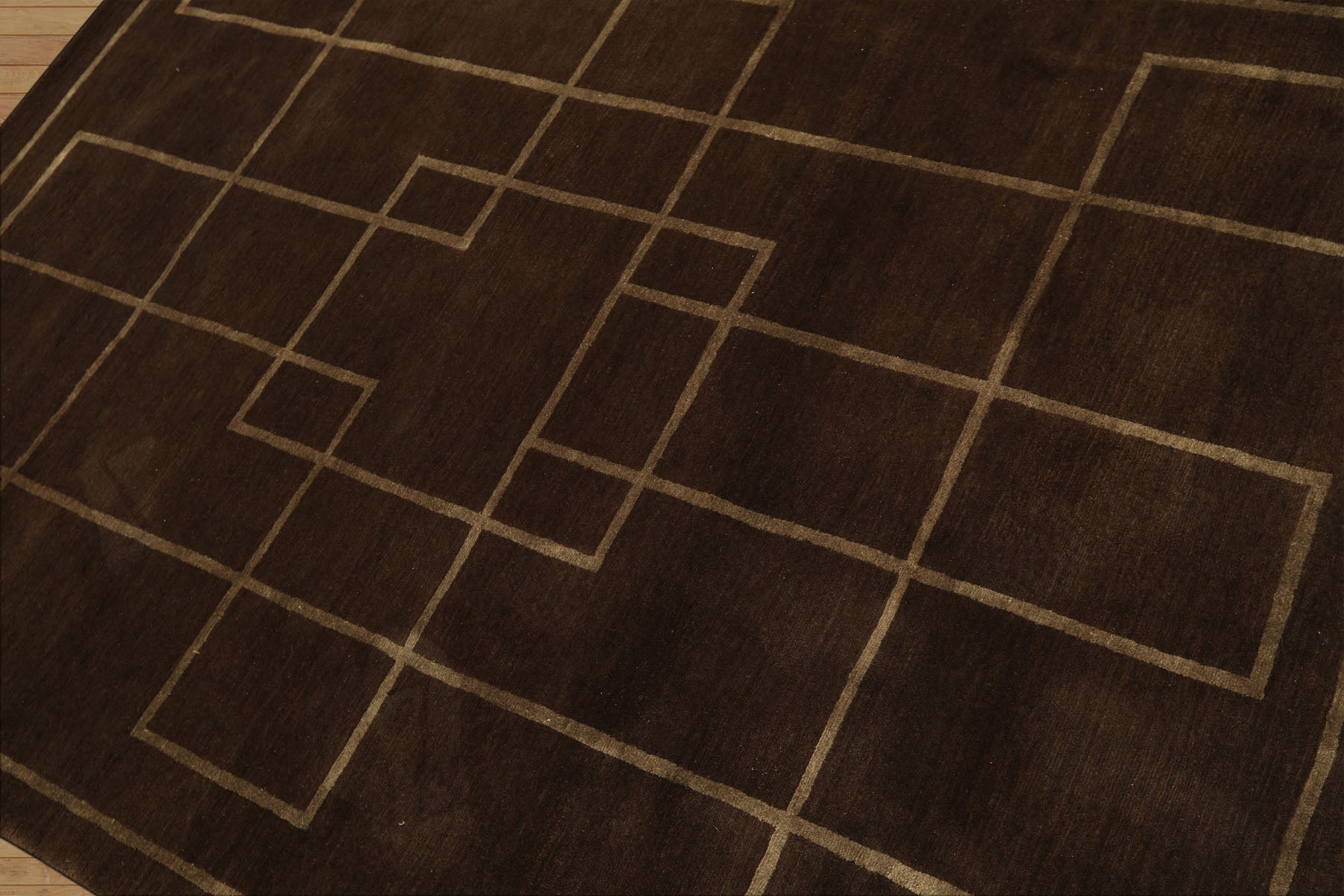 5x7 Brown, Gold, Color Hand Knotted Tibetan Wool & Silk Art Deco Oriental Rug