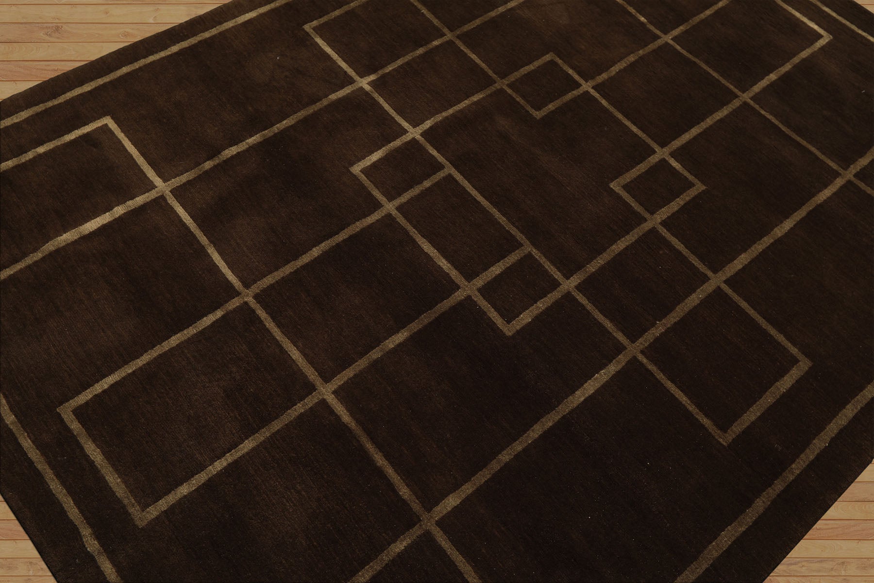 5x7 Brown, Gold, Color Hand Knotted Tibetan Wool & Silk Art Deco Oriental Rug