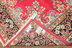 7x10 Fuschia, Midnight Blue, Aqua Color Hand Knotted Kerman Wool Traditional Oriental Rug