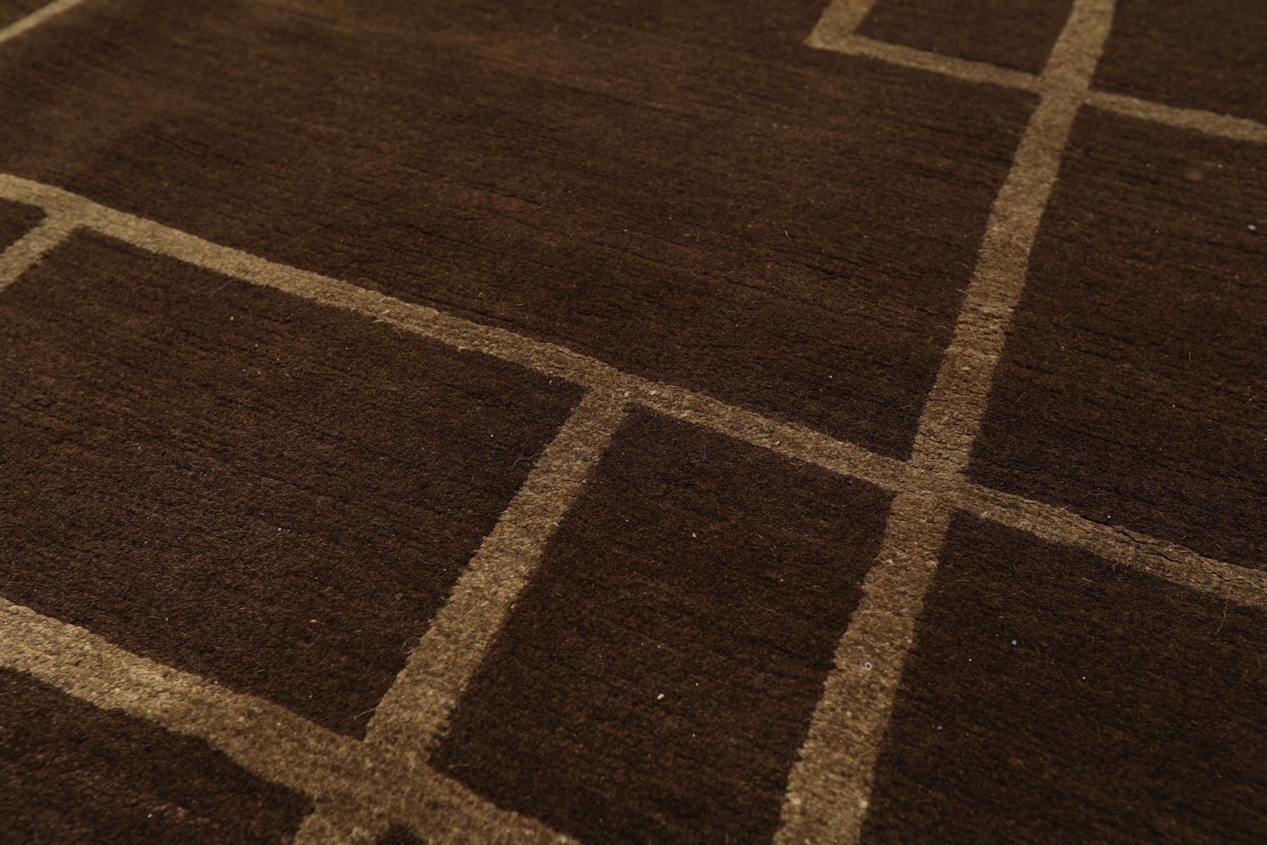 5x7 Brown, Gold, Color Hand Knotted Tibetan Wool & Silk Art Deco Oriental Rug