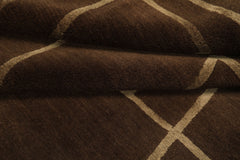 5x7 Brown, Gold, Color Hand Knotted Tibetan Wool & Silk Art Deco Oriental Rug