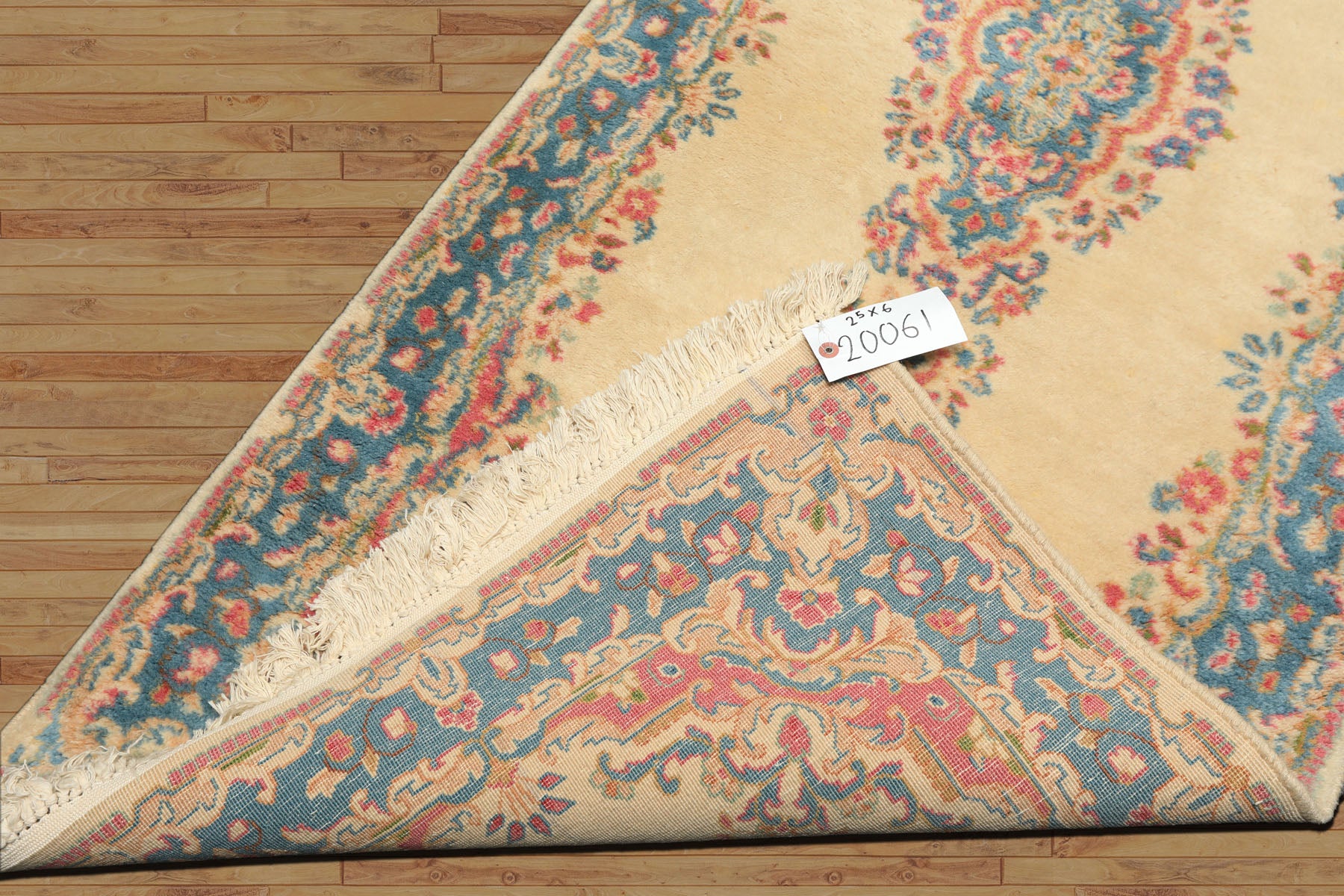 3x5 Ivory, Aqua, Green Color Hand Knotted Kerman Wool Traditional Oriental Rug