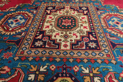 8x11 Coral, Navy, Ivory Color Hand Knotted Tabriz Wool Traditional Oriental Rug