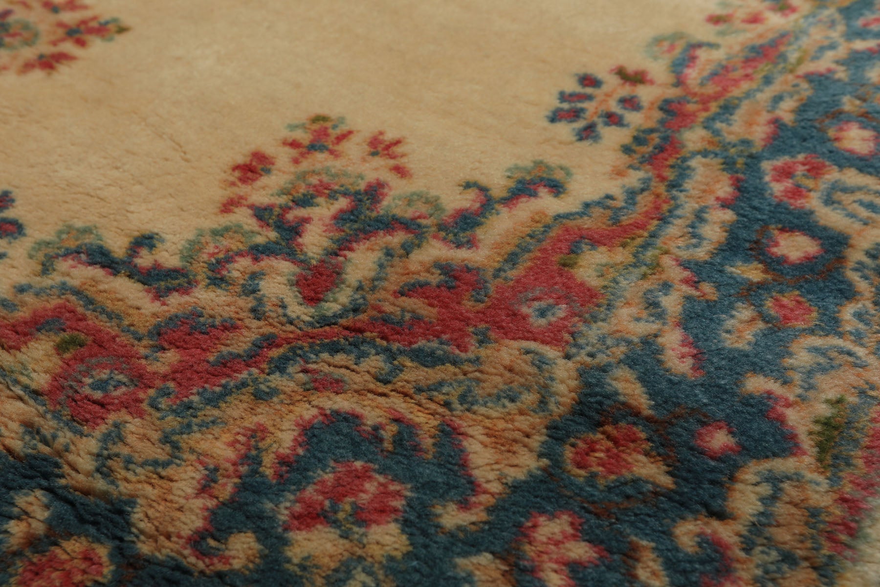 3x5 Ivory, Aqua, Green Color Hand Knotted Kerman Wool Traditional Oriental Rug