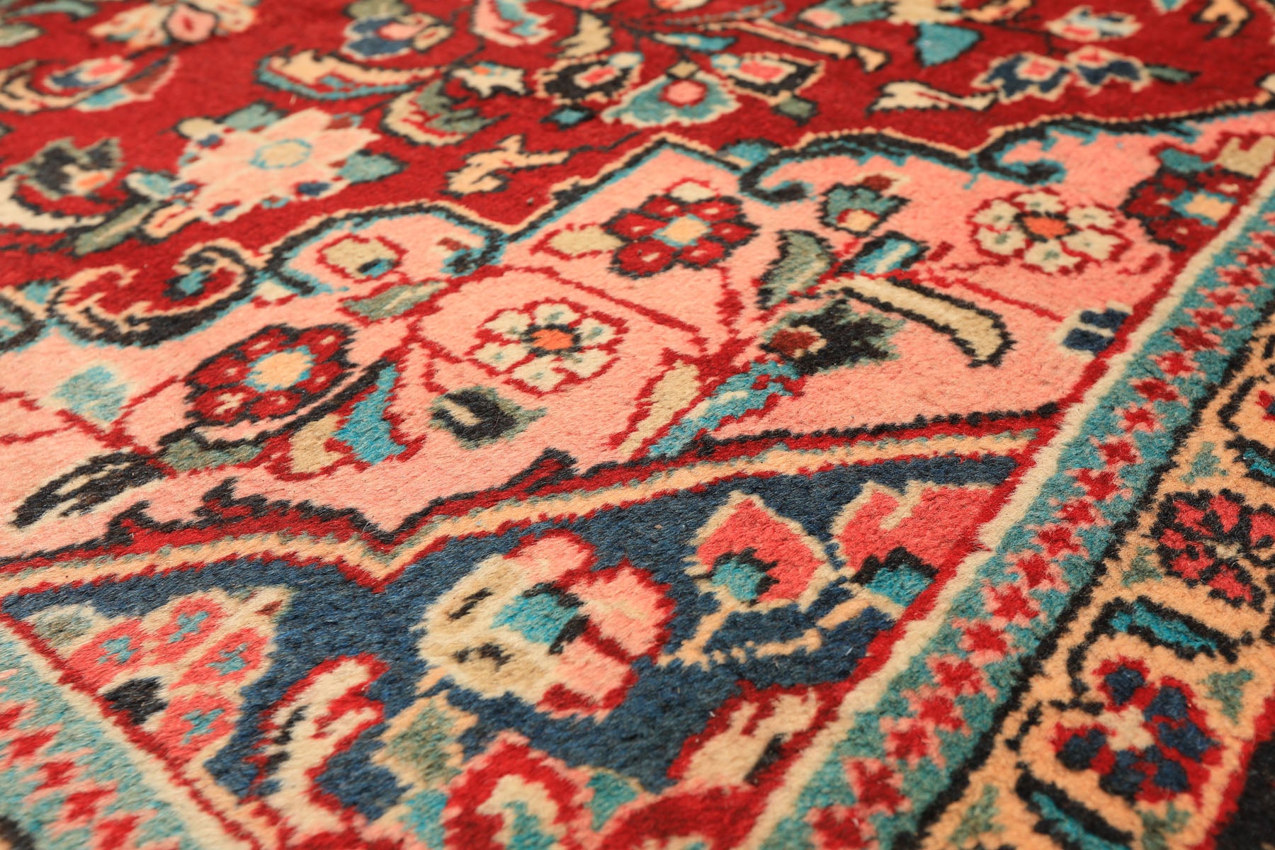 7x10 Rust, Charcoal, Pink Color Hand Knotted Sarouk Wool Traditional Oriental Rug