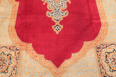 9x12 Ruby Red, Aqua, Navy Color Hand Knotted Kerman Wool Traditional Oriental Rug