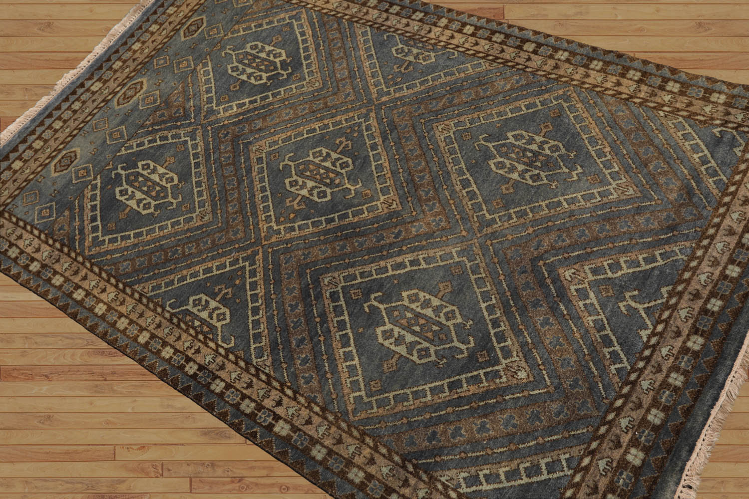 Leshanda LoomBloom Blue 3'11''x6'0" Hand Knotted Traditional Oushak Wool Oriental Area Rug