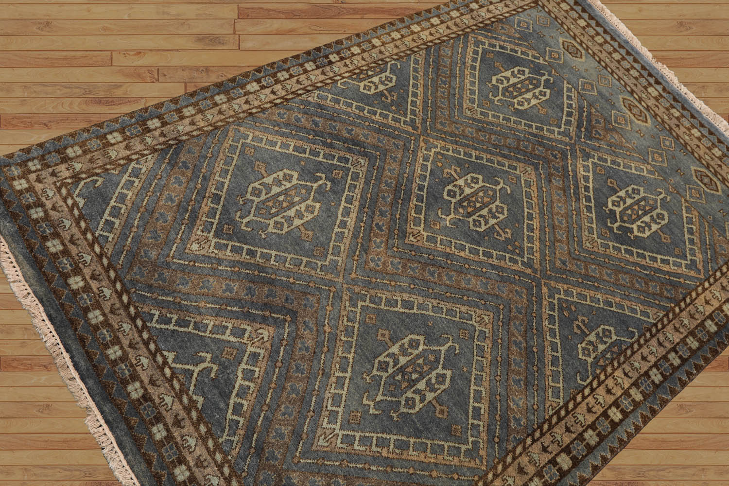 Leshanda LoomBloom Blue 3'11''x6'0" Hand Knotted Traditional Oushak Wool Oriental Area Rug