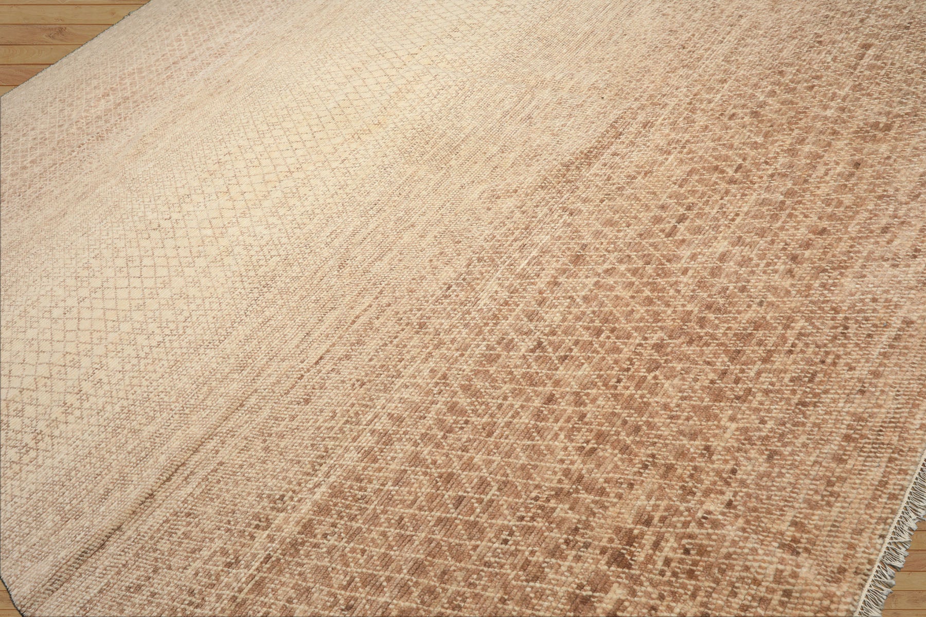 10x14 Tan, Beige, Ivory Color Hand Knotted Tibetan Wool Transitional Oriental Rug