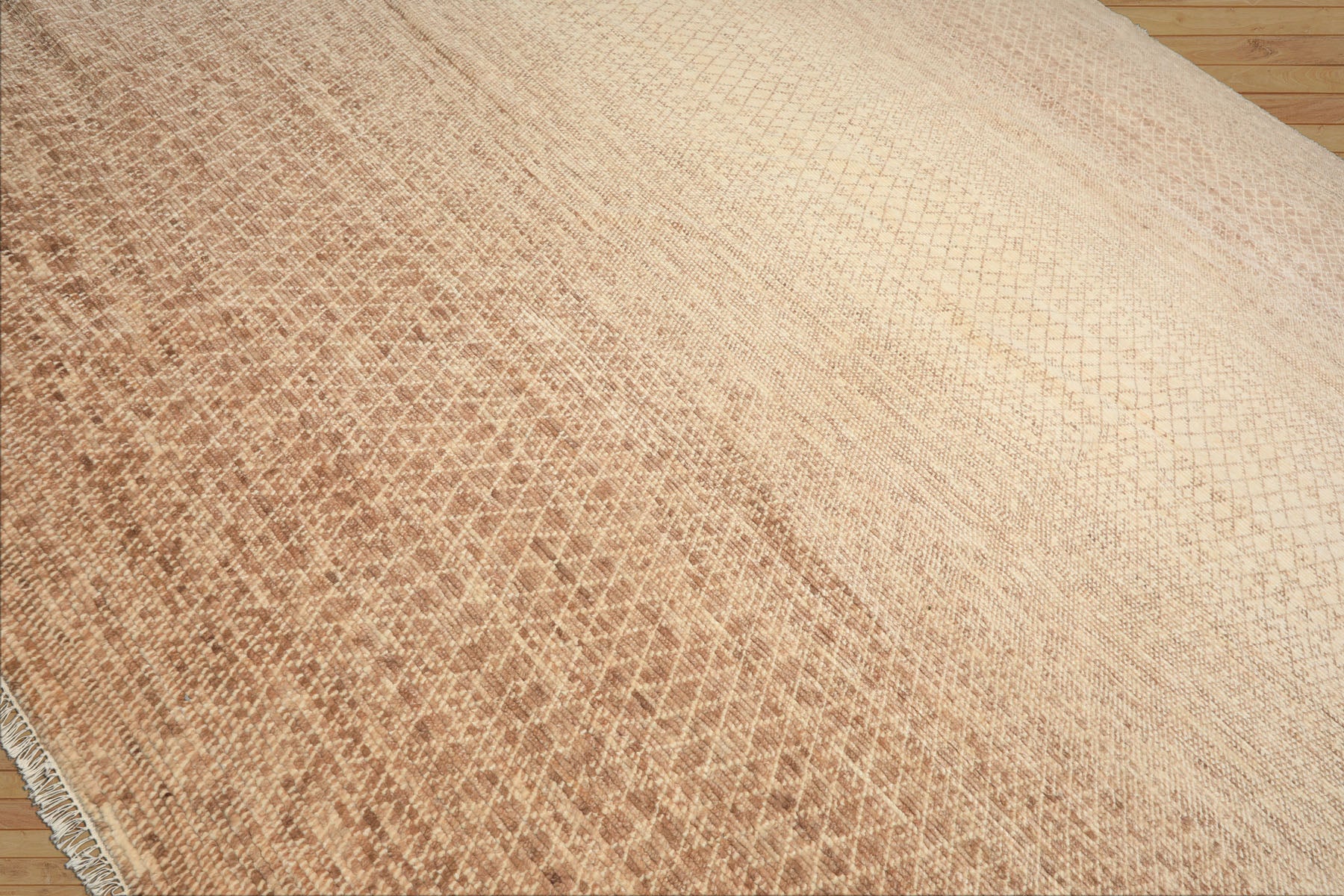 10x14 Tan, Beige, Ivory Color Hand Knotted Tibetan Wool Transitional Oriental Rug