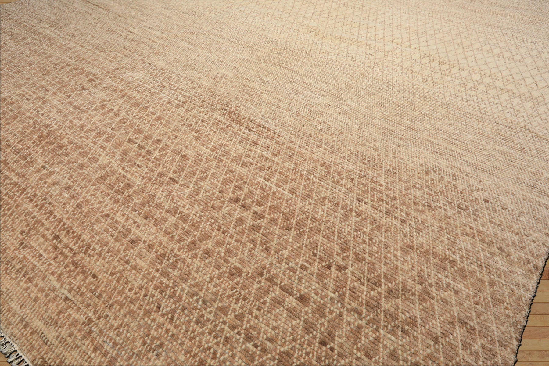 10x14 Tan, Beige, Ivory Color Hand Knotted Tibetan Wool Transitional Oriental Rug